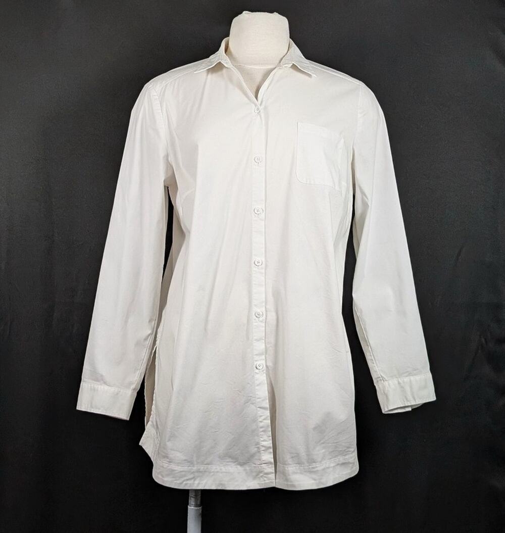 J.Jill White Shirt Collection Tunic Top Blouse Cotton Blend Women's Size L
